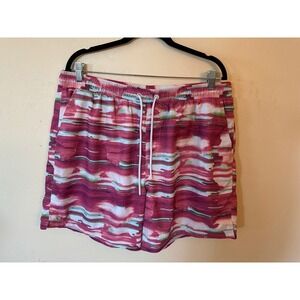 CSG Mens 2XL Swim Trunks Pink Abstract Brushstroke Mesh Lined Board Shorts